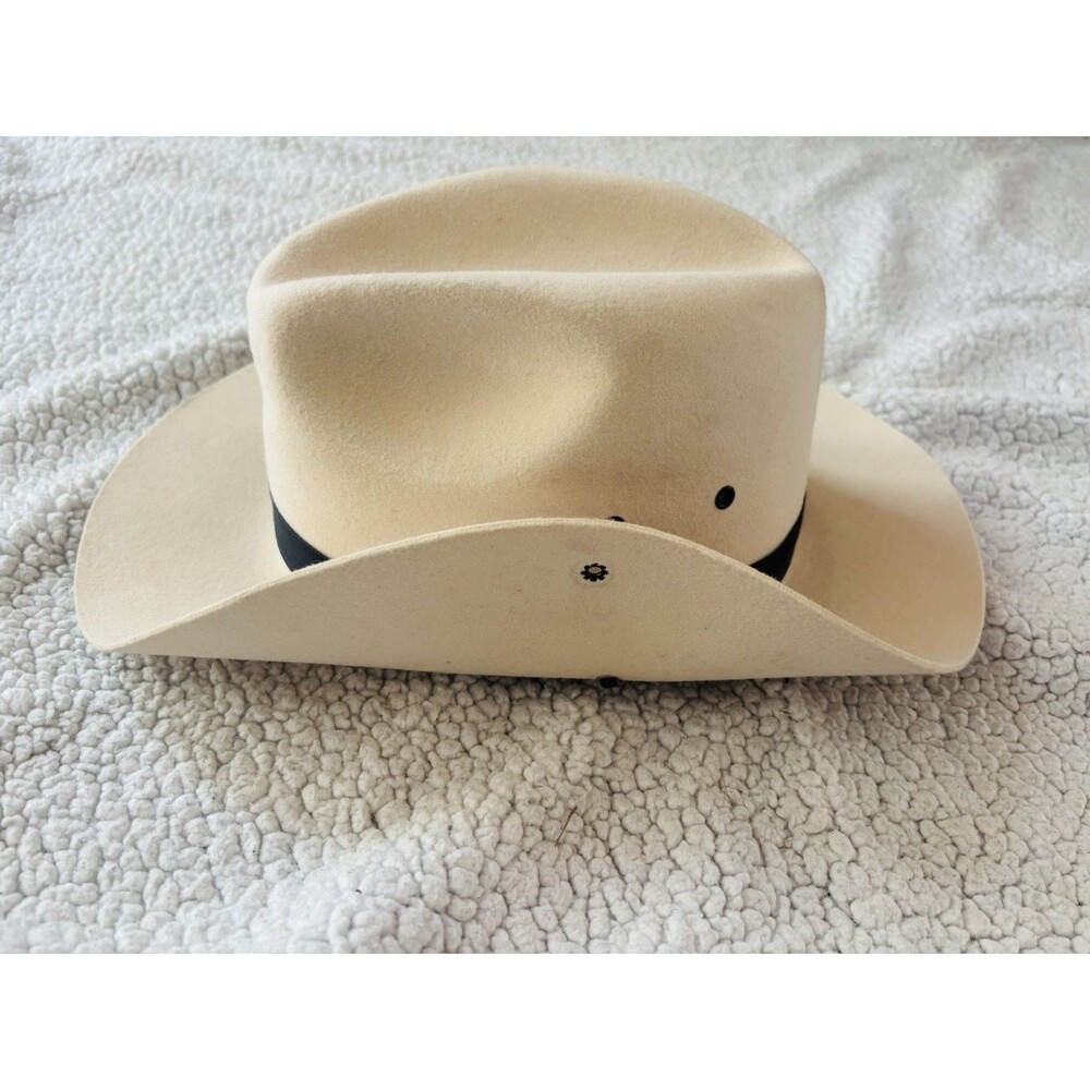 Vintage Custom Made Cream Beige Ivory Felt Cowboy Hat – Size 7 1/8 (22 3/8")